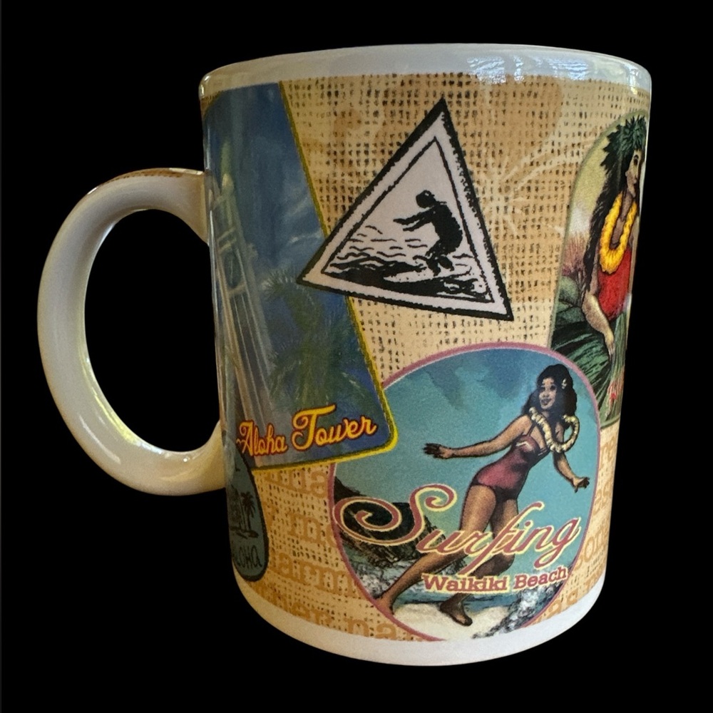 Vintage Hawaiian Surfing Themed Mug